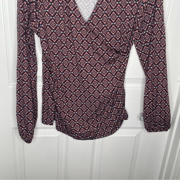 Boden Elodie Jersey Faux Wrap Stretch Jersey Knit Top Diamond Floral Purple 10 - Picture 5 of 14